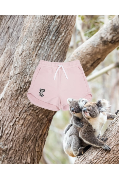 Szorty damskie Basic z koalą australijskim - różowy